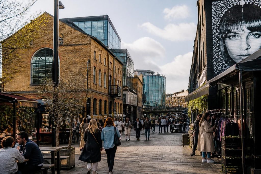 Camden urban streetscape with distinctive architecture